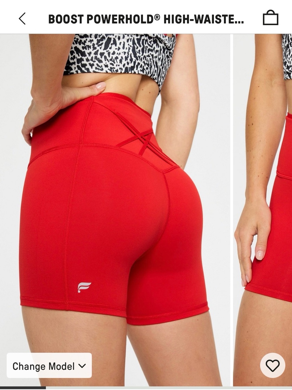 Fabletics Red High-Waist Athletic Bike Shorts
